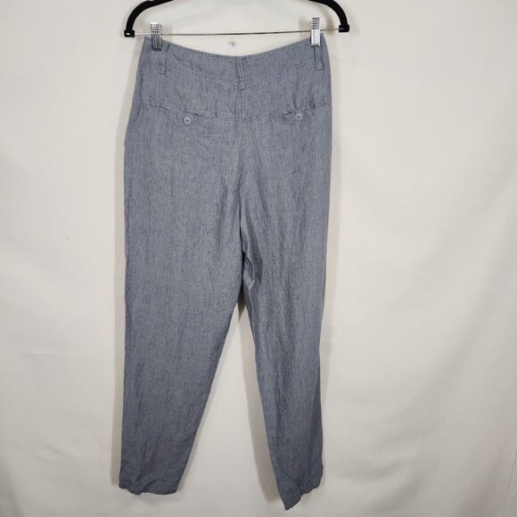 Poetry High-twist délavé linen TAPERED TROUSERS in Soft Denim - Size US 4 - Picture 4 of 9